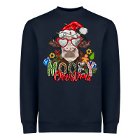 Navy Mooey Christmas Heavyweight Sweatshirt - CowhideDigitalArt