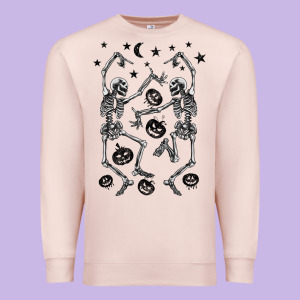Halloween Dancing Skeletons Premium Sweatshirt Designed By Barkaloodesign