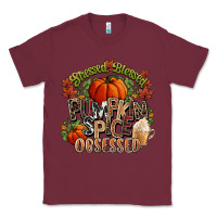 Burgundy Stressed blessed pumpkin spice obsessed Fall Classic Tee - NancyCooperArtShop