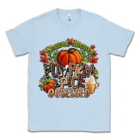 Dusty Blue Stressed blessed pumpkin spice obsessed Fall Classic Tee - NancyCooperArtShop