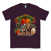 Plum Stressed blessed pumpkin spice obsessed Fall Classic Tee - NancyCooperArtShop