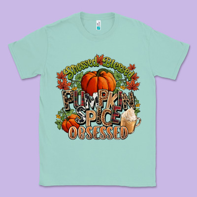 Stressed Blessed Pumpkin Spice Obsessed Fall Classic Tee Designed By Nancycooperartshop