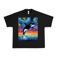 Black Orca Killer Whale Starry Night Colorful Ocean Art By Aja Urban Heavy Tee - trangStudio