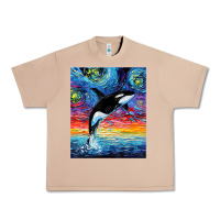 Burro Orca Killer Whale Starry Night Colorful Ocean Art By Aja Urban Heavy Tee - trangStudio