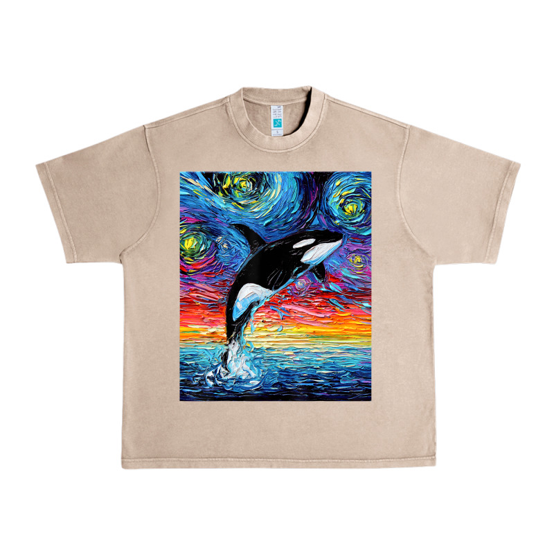 Orca Killer Whale Starry Night Colorful Ocean Art By Aja Urban Heavy Tee by trangStudio | Teevron