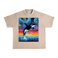 French Oak Orca Killer Whale Starry Night Colorful Ocean Art By Aja Urban Heavy Tee - trangStudio