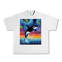 Lunar Rock Orca Killer Whale Starry Night Colorful Ocean Art By Aja Urban Heavy Tee - trangStudio