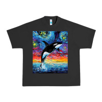Pigment Black Orca Killer Whale Starry Night Colorful Ocean Art By Aja Urban Heavy Tee - trangStudio