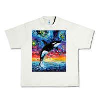 Pistachio Orca Killer Whale Starry Night Colorful Ocean Art By Aja Urban Heavy Tee - trangStudio