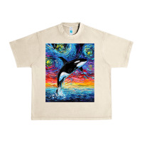 Sandshell Orca Killer Whale Starry Night Colorful Ocean Art By Aja Urban Heavy Tee - trangStudio