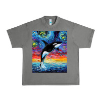 Tornado Orca Killer Whale Starry Night Colorful Ocean Art By Aja Urban Heavy Tee - trangStudio