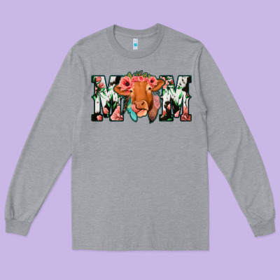 Cow Mom Long Sleeve Tee Designed By Jasminsmagicworld