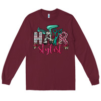 Burgundy hair stylist Long Sleeve Tee - OliviaCreatesArt