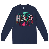 Navy hair stylist Long Sleeve Tee - OliviaCreatesArt