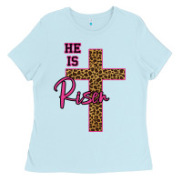 Baby Blue He Is Risen Leopard Ladies Tee - Bettercallsaul