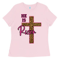 Bubblegum Pink He Is Risen Leopard Ladies Tee - Bettercallsaul
