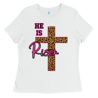 White He Is Risen Leopard Ladies Tee - Bettercallsaul