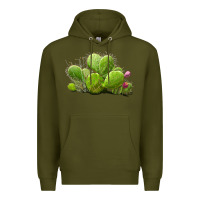 Army Green Desert Prickly Pear Cactus Premium Hoodie - LillyAllenDesigns