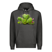 Charcoal Heather Desert Prickly Pear Cactus Premium Hoodie - LillyAllenDesigns
