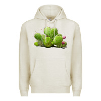 Oatmeal Heather Desert Prickly Pear Cactus Premium Hoodie - LillyAllenDesigns