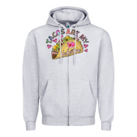 Heather Grey Tacos Are My Valentine Zipper Hoodie - CowhideDigitalArt