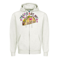 Oatmeal Heather Tacos Are My Valentine Zipper Hoodie - CowhideDigitalArt