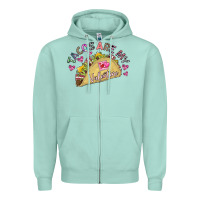 Seafoam Tacos Are My Valentine Zipper Hoodie - CowhideDigitalArt
