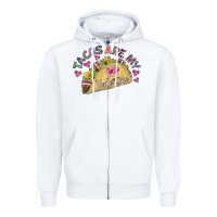 White Tacos Are My Valentine Zipper Hoodie - CowhideDigitalArt