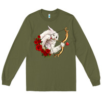 Army Green cupid cat Long Sleeve Tee - OliviaCreatesArt