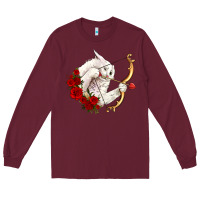 Burgundy cupid cat Long Sleeve Tee - OliviaCreatesArt