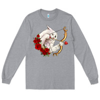 Heather Grey cupid cat Long Sleeve Tee - OliviaCreatesArt