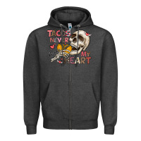Charcoal Heather Tacos Never Broke My Heart Zipper Hoodie - CowhideDigitalArt