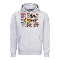 Heather Grey Tacos Never Broke My Heart Zipper Hoodie - CowhideDigitalArt