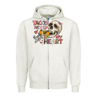 Oatmeal Heather Tacos Never Broke My Heart Zipper Hoodie - CowhideDigitalArt