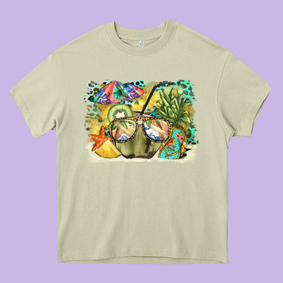 Coconut With Fruits  Background Heavy Core Tee Designed By Barkaloodesign