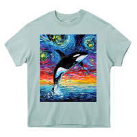 Arona Orca Killer Whale Starry Night Colorful Ocean Art By Aja Heavy Core Tee - trangStudio