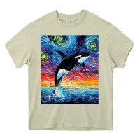 Mossy Orca Killer Whale Starry Night Colorful Ocean Art By Aja Heavy Core Tee - trangStudio