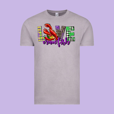 Love Crawfish Mardi Gras Vintage Tee Designed By Cowgirlartshop