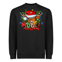 Black Mooey Christmas Heavyweight Sweatshirt - CowhideDigitalArt
