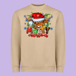 Mooey Christmas Heavyweight Sweatshirt Designed By Cowhidedigitalart