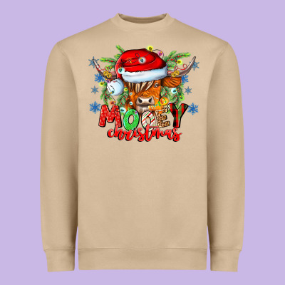 Mooey Christmas Heavyweight Sweatshirt Designed By Cowhidedigitalart
