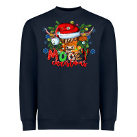 Navy Mooey Christmas Heavyweight Sweatshirt - CowhideDigitalArt