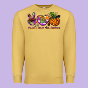 Peace Love Halloween Premium Sweatshirt Designed By Barkaloodesign