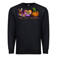 Black peace love halloween Premium Sweatshirt - BarkalooDesign