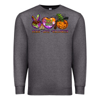 Charcoal Heather peace love halloween Premium Sweatshirt - BarkalooDesign