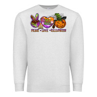 Oatmeal Heather peace love halloween Premium Sweatshirt - BarkalooDesign