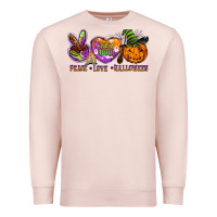 Pale Pink peace love halloween Premium Sweatshirt - BarkalooDesign