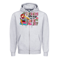 Heather Grey Teachers Always Make The Nice List Zipper Hoodie - CowhideDigitalArt