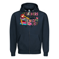 Navy Teachers Always Make The Nice List Zipper Hoodie - CowhideDigitalArt