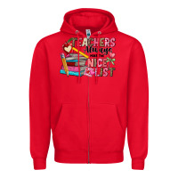 Red Teachers Always Make The Nice List Zipper Hoodie - CowhideDigitalArt